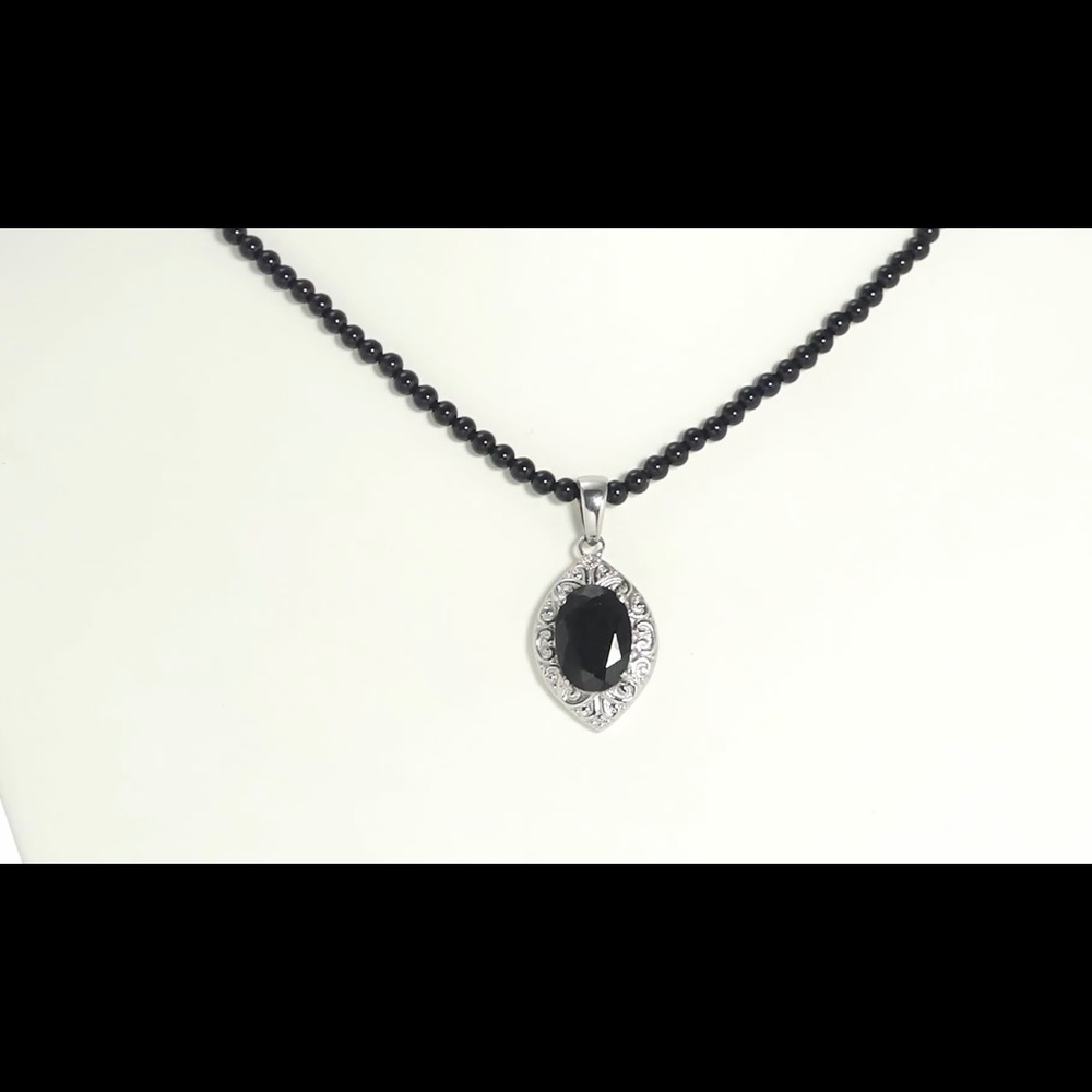 Black Tourmaline Pendant & Quartzite Bead Necklace